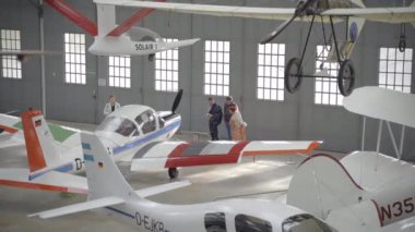 23 Ekim 2022. Almanya. Münih. Alman Müzesi Flugwerft Schleissheim. Alman Uçak ve Uçak Müzesi 'nde. Havaalanı bölgesindeki müze. 60 uçak ve helikopterin klasik koleksiyonu