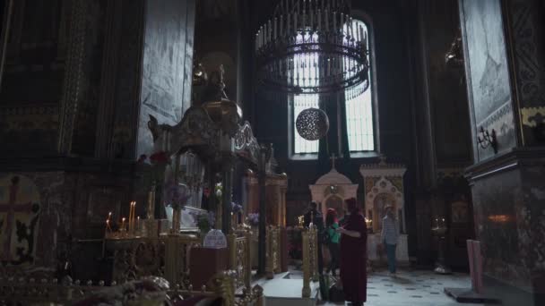Novembro 2020 Kiev Ucrânia Catedral Vladimirskiy Interior Templo Ortodoxo Dentro — Vídeo de Stock