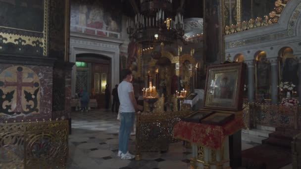 Novembre 2020 Kiev Ucraina Cattedrale Vladimirskiy Interni Tempio Ortodosso Dentro — Video Stock