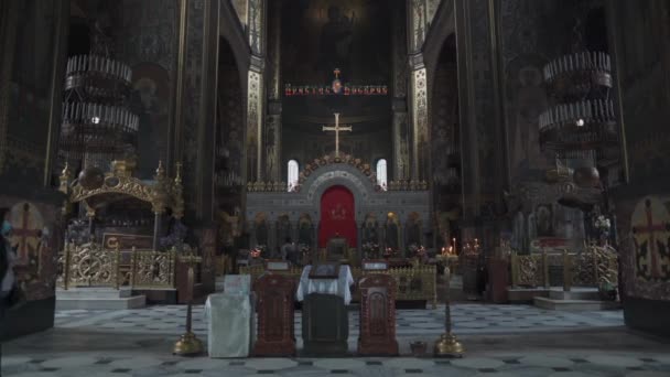 2020年11月10日 乌克兰 弗拉季米尔斯基大教堂内部 东正教圣殿 基辅圣弗拉德米尔大教堂的装饰 乌克兰东正教大教堂的主要地标 — 图库视频影像