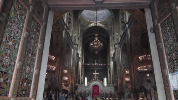 November 2020 Kiev Ukraina Vladimirskiy Katedral Innvendig Ortodoks Tempel Inn – stockvideo