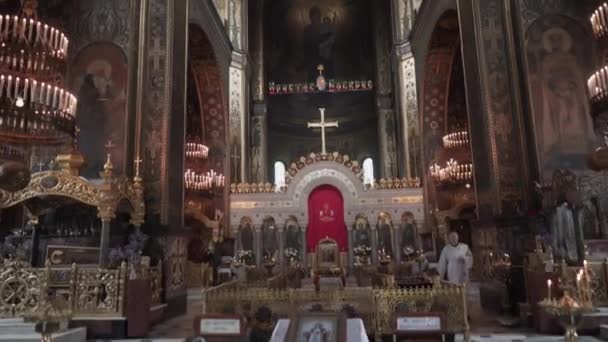 November 2020 Kiew Ukraine Wladimirskij Kathedrale Innenraum Orthodoxer Tempel Drinnen — Stockvideo