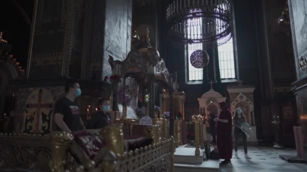 2020 November Kijevben Ukrajnában Vlagyimirszkij Katedrális Belül Ortodox Templom Befelé — Stock videók