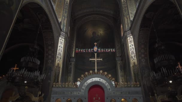 2020年11月10日 キエフ ウクライナだ ウラジミールスキー大聖堂 内装だ 正教寺院 キエフの聖ウラジミール大聖堂の装飾 ウクライナ正教会の主要な大聖堂のランドマーク — ストック動画