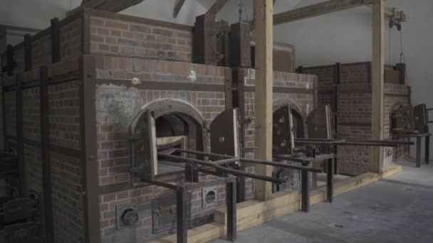 Krematorium Dachau Konsentrasjonsleir Tyskland Minnested Ovner Til Brenne Lik Nazileiren – stockvideo