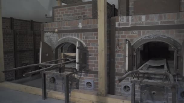 Krematorium Koncentračním Táboře Dachau Německu Památník Koupelny Pálení Mrtvol Nacistickém — Stock video