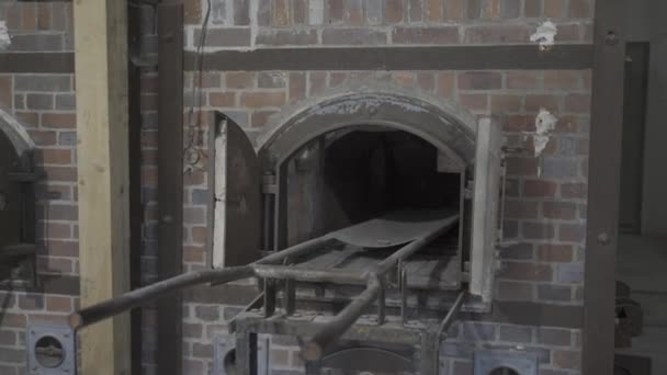 Crematorium Dachau Concentration Camp Germany Memorial Site Ovens Burning Corpses — Stock Video