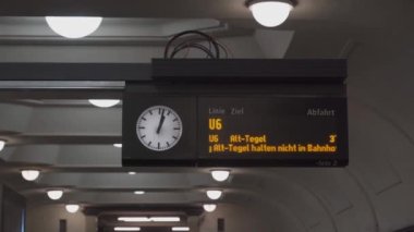 March 11, 2022. Berlin. Germany. Interior of the U Bahnhof Platz der Luftbrucke subway station. Linie U6. Berliner Verkehrsbetriebe. BVG. Metro in Berlin. 