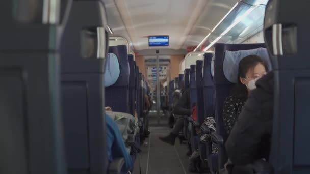 March 2022 Gemania Bavaria Munich Interior Fast Train Ice Intercity — Stok video