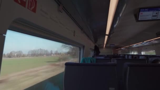 March 2022 Gemania Bavaria Munich Interior Fast Train Ice Intercity — 图库视频影像