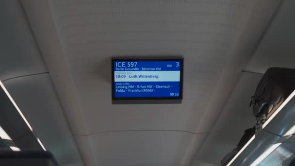 March 2022 Gemania Bavaria Munich Interior Fast Train Ice Intercity — Wideo stockowe