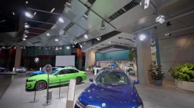 December 28, 2022. Munich. Germany. Salon and interior of BMW Welt, multifunctional customer showroom. BMW Deutschland. Bayerische Motoren Werke AG. BMW World trade center in Munich. 