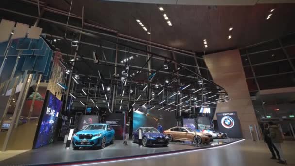 December 2022 Munich Germany Interior Bmw Welt Multifunctional Exhibition Center — Stock Video
