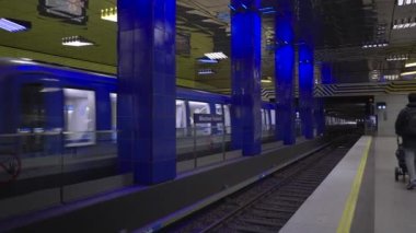 January 8, 2023. Munich. Germany. U Bahnhof Munchner Freiheit. Subway lines U3 and U6. Futuristic subway station Muenchener Freiheit in Bavaria. Location Schwabing Freimann. Munchen underground. 