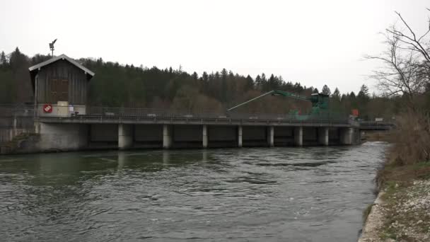 Bayerbrunn Hydropower Power Dam Fishing Ladder Fish Stairs Weir Isar — Vídeos de Stock