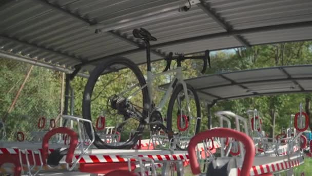Bicycle Infrastructure Modern Multi Functional Double Decker Parking Lot Many — Stok video