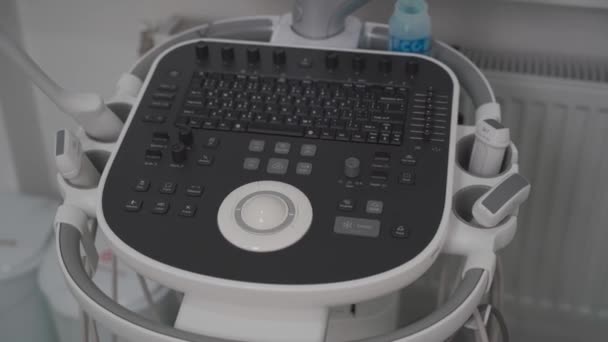 Υπερηχητικός Σαρωτής Συσκευή Για Εξέταση Υπερήχων Ηχοκαρδιογραφία Μηχανή Υπερήχων Οθόνη — Αρχείο Βίντεο