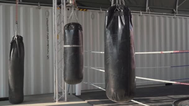 Arena Rua Para Praticar Boxe Artes Marciais Sem Pessoas Corte — Vídeo de Stock