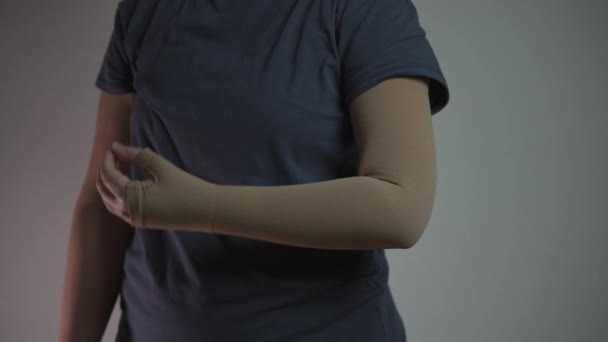 Varis Trombofil Trombofil Iltihabının Tedavisi Için Tıbbi Kompresyonu Çorapları Sıkıştırılmış — Stok video