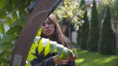 Personel etkinliği ajansı iş başında. Çiçekçiler biner, çiçekleri düğün töreni için kemerle süslerler. Profesyonelce düğün dekorasyonu yaratmak. Çiçekçilik. Düğün kemeri için çiçek kompozisyonuyla çalışan bir dekoratör