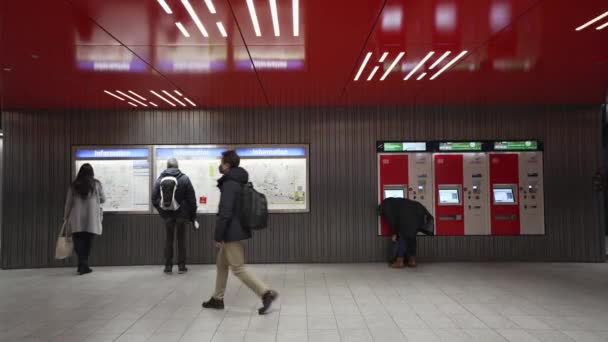 2022 November München Németországba Földalatti Átjáró Bahn Bahn Állomásokra Marienplatz — Stock videók