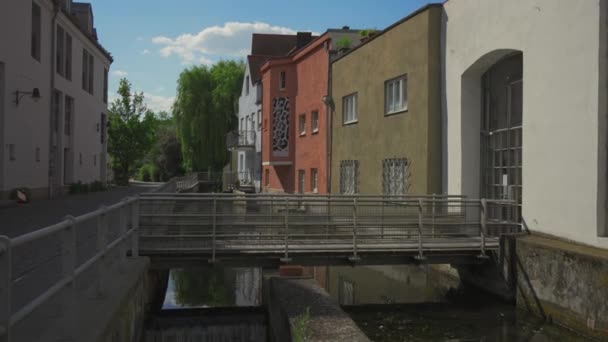 Oude Historische Stad Freising Hun Kanalen Aan Rivier Isar Beieren — Stockvideo