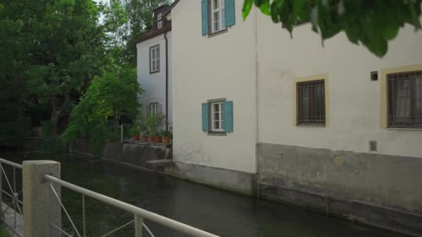 Kota Tua Freising Dan Kanal Kanal Mereka Sungai Isar Bayern — Stok Video