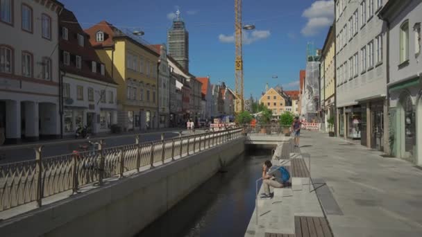 Junio 2023 Liberador Alemania Vieja Ciudad Histórica Freising Sus Canales — Vídeos de Stock