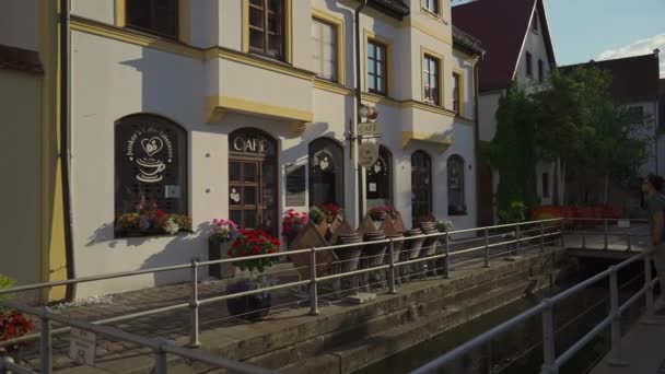 Июня 2023 Года Фрайзинг Германия Старый Исторический Город Фрайзинг Каналы — стоковое видео