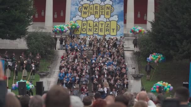 Октября 2022 Года Мюнхен Германия Отоберфест Выступление Оркестра Окончании Фестиваля — стоковое видео
