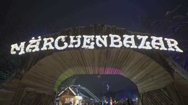 Декабря 2022 Года Мюнхен Германия Рождественская Ярмарка Марченбазар Мюнхене Марко — стоковое видео