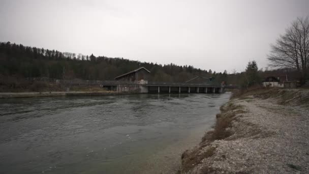 Bayerbrunn Hydropower Power Dam Fishing Ladder Fish Stairs Weir Isar — Stok video