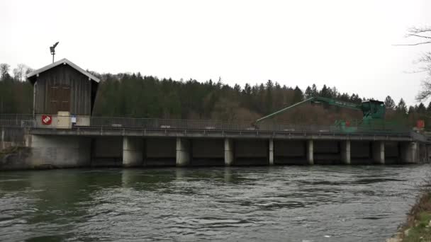 Fischtreppe Grunwalder Stauwehr Forst Bayerbrunn Hydro Power Station Fish Passage — Stok Video