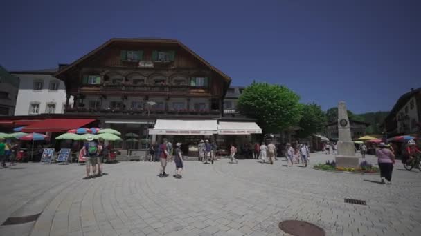 Iunie 2023 Schonau Konigssee Germania Vedere Spre Piața Centrală Magazine — Videoclip de stoc