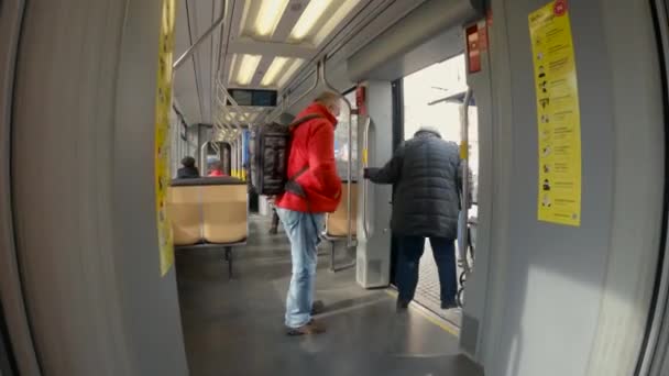 Березня 2022 Року Мюнхен Німеччина Інтер Трамвайної Колії Мюнхені Всередині Стокове Відео 