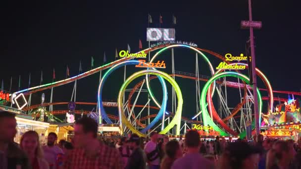Października 2023 Monachium Niemcy Kolejka Górska Słynnym Festiwalu Bayern Oktoberfest — Wideo stockowe