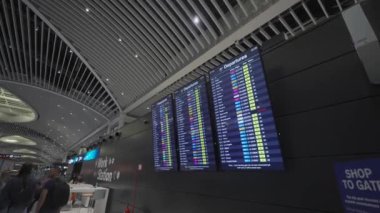 7 Ekim 2023. Roma. İtalya. Aeroporto di Roma Fiumicino Leonardo da Vinci 'nin içinde. Roma, İtalya 'daki yeni uluslararası havaalanı. Romanlardaki modern Avrupa havaalanı terminali. 