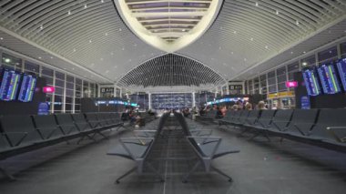 7 Ekim 2023. Roma. İtalya. Aeroporto di Roma Fiumicino Leonardo da Vinci 'nin içinde. Roma, İtalya 'daki yeni uluslararası havaalanı. Romanlardaki modern Avrupa havaalanı terminali. 