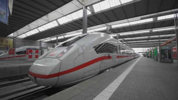 Oktober 2023 München Deutschland Internationaler Hauptbahnhof München Deutschland Züge Stehen — Stockvideo