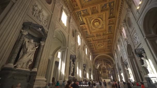 Października 2023 Rzym Włochy Basilica San Giovanni Laterano Wnętrze Widok — Wideo stockowe