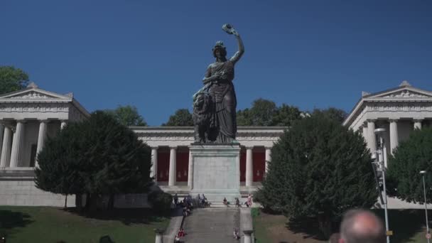 Września 2023 Monachium Niemcy Posąg Theresienwiese Statua Bawarii Miejscowe Zabytki — Wideo stockowe