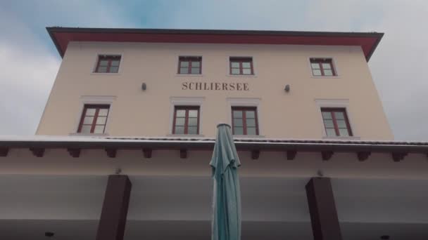 Schliersee Järnvägsstation Vintern Med Snö Bayern Tyskland Bahnhof Schliersee Bayerische — Stockvideo