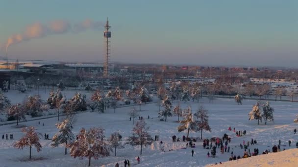 Diciembre 2023 Munich Alemania Riemer Park Messestadt Toboggan Colina Colina — Vídeos de Stock