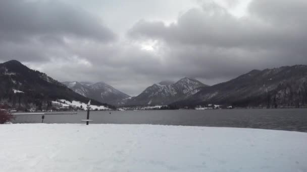 Schliersee Winter Oberbayern Schliersee Einem Schonen Wintertag Bavarian Winter Landscape — Stock Video