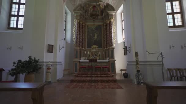 Weltberuhmte Wallfahrtskirche Konigssee Innenbereich Kirche Bartholomae Εκκλησία Του Αγίου Βαρθολομαίου — Αρχείο Βίντεο