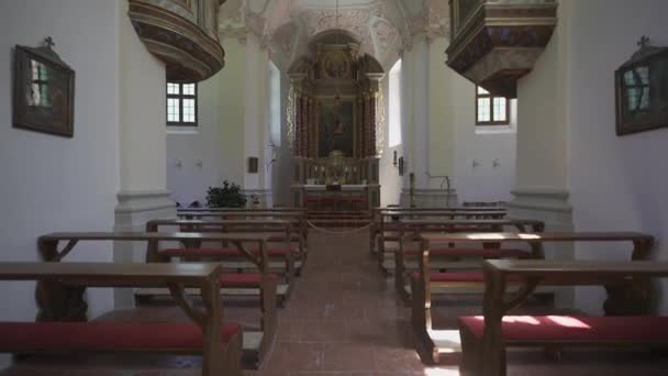 Weltberuhmte Wallfahrtskirche Konigssee Innenbereich Kirche Bartholomae Iglesia San Bartolomé Interior — Vídeos de Stock