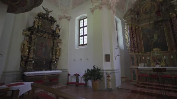 Maj 2023 Tyskland Bayern Weltberuhmte Wallfahrtskirche Konigssee Innenbereich Kirche Bartholomae — Stockvideo