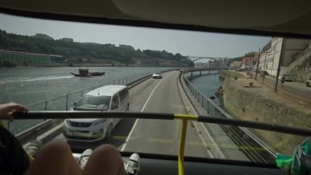 Porto Portugália Ponte Arrabida Vagyok Kilátás Népszerű Gyönyörű Híd Ponte — Stock videók