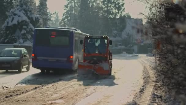 Prosince2022 Mnichov Německo Winterdienst Městská Správa Čistí Sníh Sníh Odstranění — Stock video