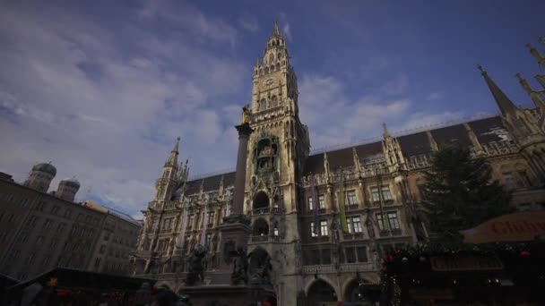 นวาคม 2022 เยอรม มาร นแลนซ แฟร มาสใน Marienplatz Bavaria หนาวตลาดคร — วีดีโอสต็อก